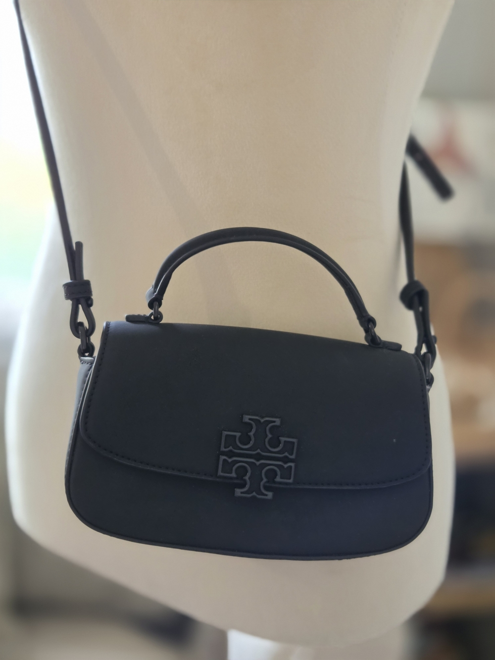 Tory Burch Black Leather Top-Handle Crossbody